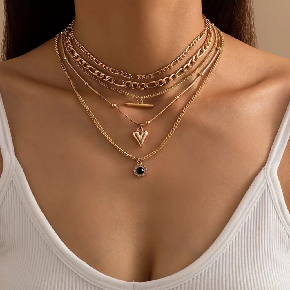 Multi Layer Gold Tone Necklace